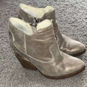 ASH LULA Pewter Metallic Funky Heel Side Zip Western B